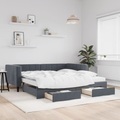 vidaXL, vidaXL Tagesbett Ausziehbar mit Schubladen Dunkelgrau 100x200 cm Samt