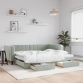 vidaXL, vidaXL Tagesbett Ausziehbar mit Schubladen Hellgrau 90x200 cm Samt