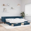 vidaXL, vidaXL Tagesbett Ausziehbar mit Schubladen Blau 100x200 cm Samt