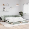 vidaXL, vidaXL Tagesbett Ausziehbar mit Schubladen Hellgrau 100x200 cm Samt