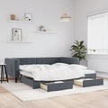 vidaXL, vidaXL Tagesbett Ausziehbar mit Schubladen Dunkelgrau 100x200 cm Samt