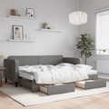 vidaXL, vidaXL Tagesbett Ausziehbar mit Schubladen Dunkelgrau 80x200 cm Stoff