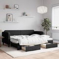 vidaXL, vidaXL Tagesbett Ausziehbar mit Schubladen Schwarz 80x200 cm Stoff