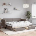 vidaXL, vidaXL Tagesbett Ausziehbar mit Schubladen Taupe 80x200 cm Stoff