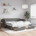 vidaXL, vidaXL Tagesbett Ausziehbar mit Schubladen Dunkelgrau 90x200 cm Stoff