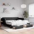 vidaXL, vidaXL Tagesbett Ausziehbar mit Schubladen Schwarz 90x200 cm Stoff