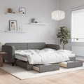 vidaXL, vidaXL Tagesbett Ausziehbar mit Schubladen Dunkelgrau 100x200 cm Stoff