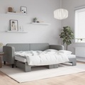 vidaXL, vidaXL Tagesbett Ausziehbar mit Matratze Hellgrau 80x200 cm Stoff