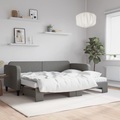 vidaXL, vidaXL Tagesbett Ausziehbar mit Matratzen Dunkelgrau 80x200 cm Stoff