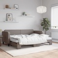 vidaXL, vidaXL Tagesbett Ausziehbar mit Matratzen Taupe 80x200 cm Stoff