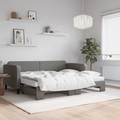 vidaXL, vidaXL Tagesbett Ausziehbar mit Matratzen Dunkelgrau 90x200 cm Stoff