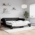 vidaXL, vidaXL Tagesbett Ausziehbar mit Matratzen Schwarz 90x200 cm Stoff