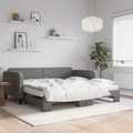 vidaXL, vidaXL Tagesbett Ausziehbar mit Matratzen Dunkelgrau 100x200 cm Stoff