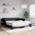 vidaXL, vidaXL Tagesbett Ausziehbar mit Matratzen Schwarz 100x200 cm Stoff