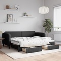 vidaXL, vidaXL Tagesbett Ausziehbar mit Schubladen Schwarz 80x200 cm Stoff