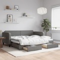 vidaXL, vidaXL Tagesbett Ausziehbar mit Schubladen Dunkelgrau 90x200 cm Stoff