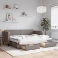 vidaXL, vidaXL Tagesbett Ausziehbar mit Schubladen Taupe 80x200 cm Stoff