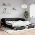 vidaXL, vidaXL Tagesbett Ausziehbar mit Schubladen Schwarz 100x200 cm Stoff