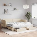 vidaXL, vidaXL Tagesbett Ausziehbar mit Schubladen Creme 90x200 cm Stoff