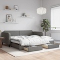 vidaXL, vidaXL Tagesbett Ausziehbar mit Schubladen Dunkelgrau 100x200 cm Stoff