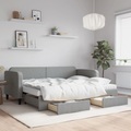 vidaXL, vidaXL Tagesbett Ausziehbar mit Schubladen Hellgrau 80x200 cm Stoff