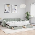 vidaXL, vidaXL Tagesbett Ausziehbar mit Schubladen Hellgrau 80x200 cm Samt