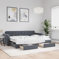 vidaXL, vidaXL Tagesbett Ausziehbar mit Schubladen Dunkelgrau 80x200 cm Samt