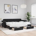 vidaXL, vidaXL Tagesbett Ausziehbar mit Schubladen Schwarz 80x200 cm Samt