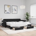 vidaXL, vidaXL Tagesbett Ausziehbar mit Schubladen Schwarz 90x200 cm Samt