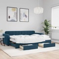 vidaXL, vidaXL Tagesbett Ausziehbar mit Schubladen Blau 80x200 cm Samt