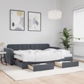 vidaXL, vidaXL Tagesbett Ausziehbar mit Schubladen Dunkelgrau 80x200 cm Samt