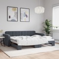 vidaXL, vidaXL Tagesbett Ausziehbar Dunkelgrau 90x200 cm Samt