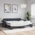 vidaXL, vidaXL Tagesbett Ausziehbar mit Matratzen Dunkelgrau 90x200 cm Samt