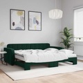 vidaXL, vidaXL Tagesbett Ausziehbar mit Matratzen Dunkelgrün 90x200 cm Samt