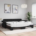 vidaXL, vidaXL Tagesbett Ausziehbar mit Matratzen Schwarz 90x200 cm Samt