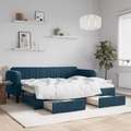 vidaXL, vidaXL Tagesbett Ausziehbar mit Schubladen Blau 80x200 cm Samt