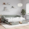 vidaXL, vidaXL Tagesbett Ausziehbar mit Schubladen Hellgrau 80x200 cm Samt