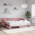 vidaXL, vidaXL Tagesbett Ausziehbar mit Matratzen Rosa 80x200 cm Samt