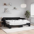 vidaXL, vidaXL Tagesbett Ausziehbar mit Matratzen Schwarz 90x200 cm Samt
