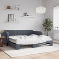 vidaXL, vidaXL Tagesbett Ausziehbar mit Matratzen Dunkelgrau 100x200 cm Samt