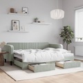 vidaXL, vidaXL Tagesbett Ausziehbar mit Schubladen Hellgrau 90x200 cm Samt