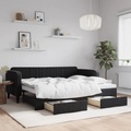 vidaXL, vidaXL Tagesbett Ausziehbar mit Schubladen Schwarz 90x200 cm Samt