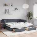 vidaXL, vidaXL Tagesbett Ausziehbar mit Schubladen Dunkelgrau 100x200 cm Samt