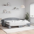 vidaXL, vidaXL Tagesbett Ausziehbar mit Matratze Hellgrau 80x200 cm Stoff