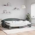 vidaXL, vidaXL Tagesbett Ausziehbar mit Matratzen Dunkelgrau 80x200 cm Stoff