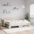 vidaXL, vidaXL Tagesbett Ausziehbar mit Matratzen Creme 80x200 cm Stoff
