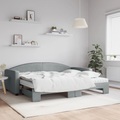 vidaXL, vidaXL Tagesbett Ausziehbar mit Matratze Hellgrau 90x200 cm Stoff