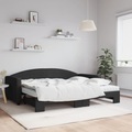 vidaXL, vidaXL Tagesbett Ausziehbar mit Matratzen Schwarz 90x200 cm Stoff