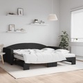 vidaXL, vidaXL Tagesbett Ausziehbar mit Matratzen Schwarz 100x200 cm Stoff