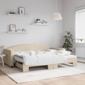 vidaXL, vidaXL Tagesbett Ausziehbar mit Matratzen Creme 90x200 cm Stoff